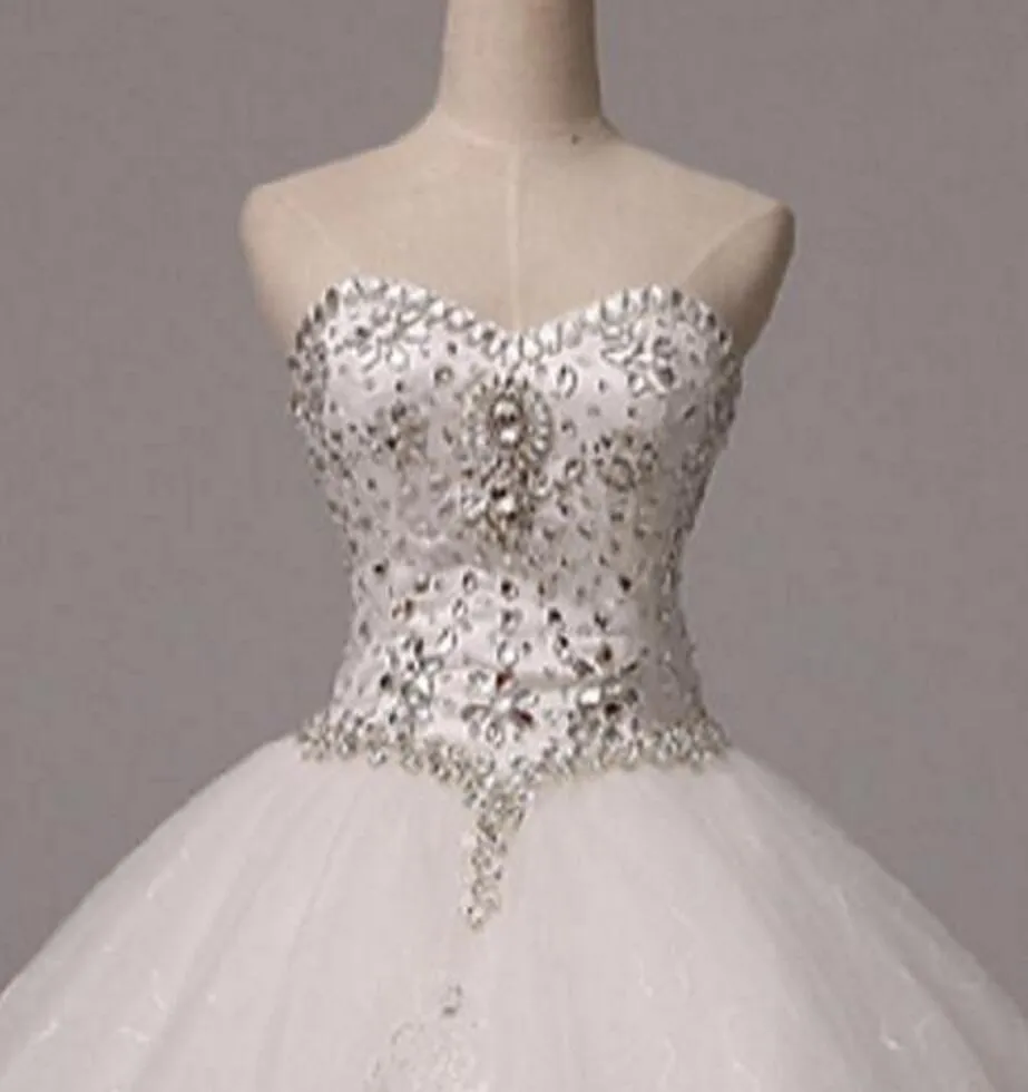 Ball Gown Wedding Dress Sparkle & Shine Floor-length Sweetheart Tulle with Appliques Beading