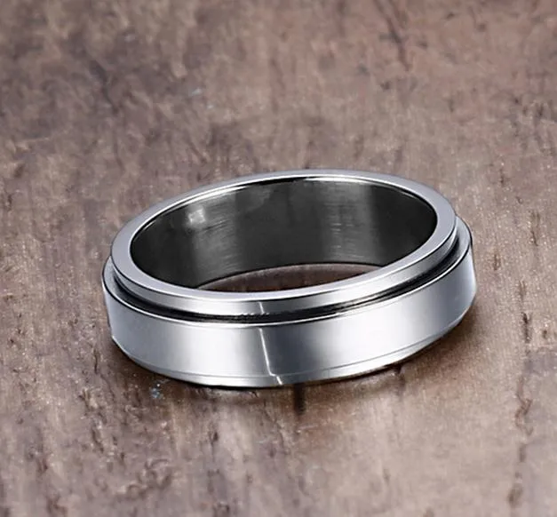 6mm spinnring ring män rostfritt stål dubbel slinga design cyklist smycken313s