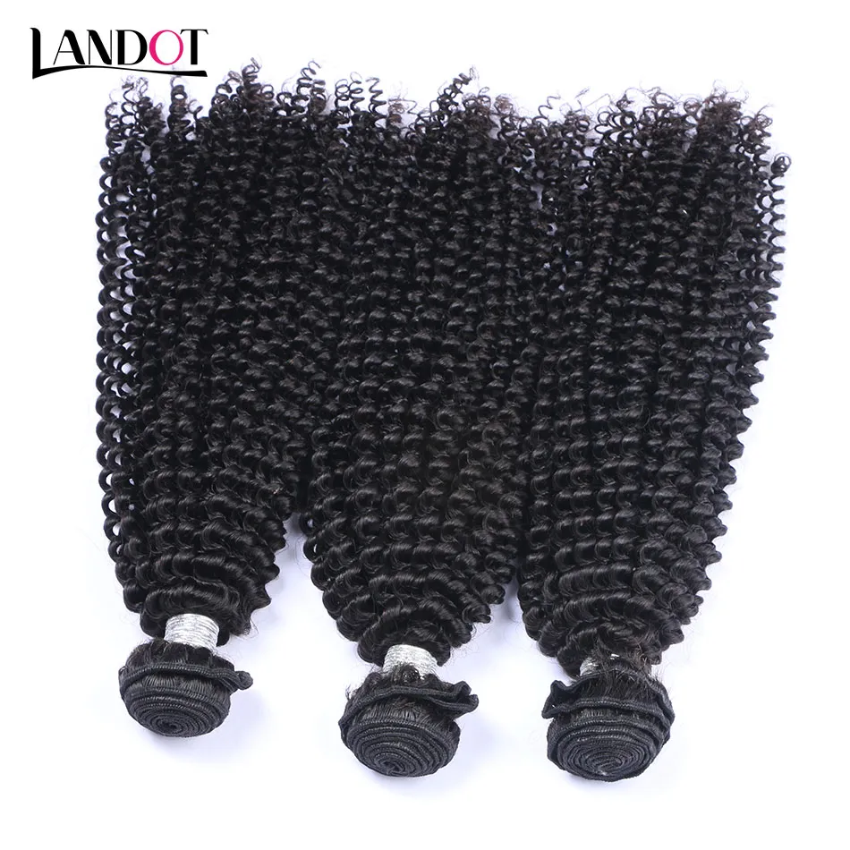 Indian Curly Virgin Hair Weaves With Closure Unprocessed Indian Kinky Curly Human Hair 3 Bundles With Lace Closure Free/Middle Part