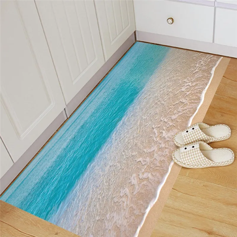 2017 Kreatywne naklejki ścienne 3D Sea Sandbeach Twill odporny na poślizg w łazience naklejka na naklejkę na ścienne kalkomanie plakat 296z