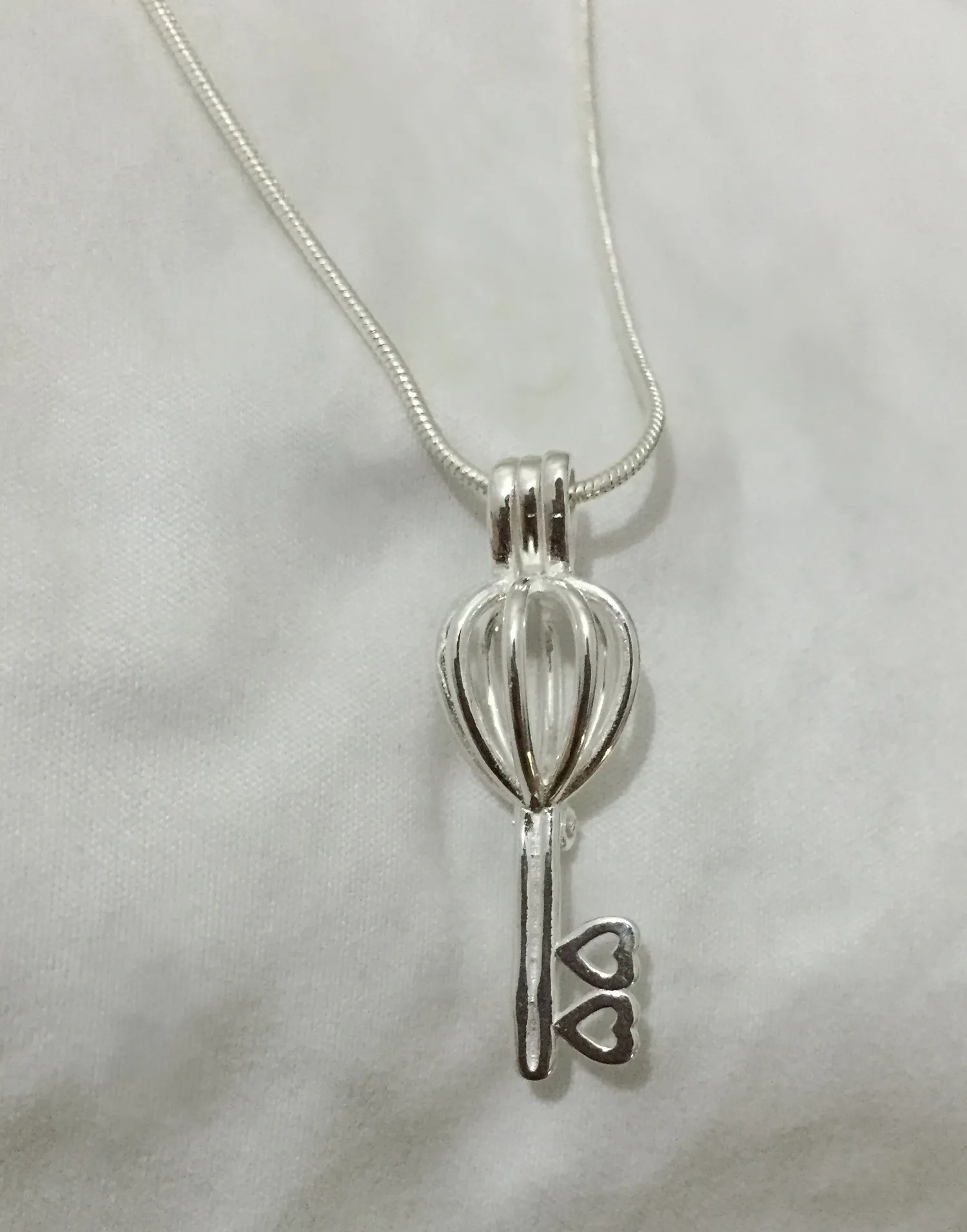 925 Silver Double Heart Love Love Key Locket Cage Sterling Silver Pear Bead Pendant Presting for DIY Fashion Bracelet Netclace Jewelry247t