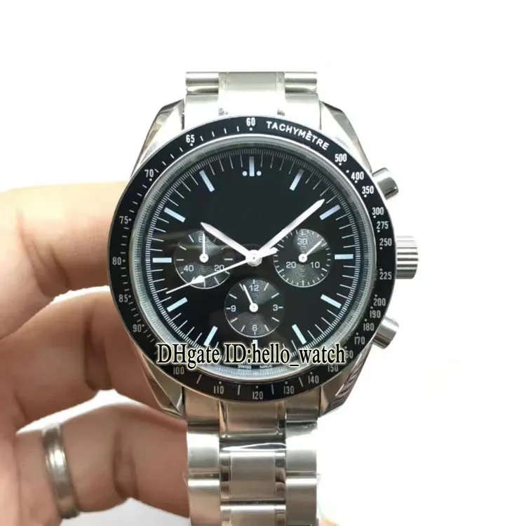 Pas cher nouveau professionnel Moonwatch cadran noir 311 30 42 30 01 005 montre automatique pour homme bracelet en acier inoxydable montres pour hommes bonjour 275q