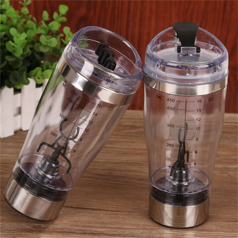 Hela toppkvalitet Electric Blender Water Bottle Automatisk rörelse Vortex 450 ml Löstagbar smart mixer cup2649