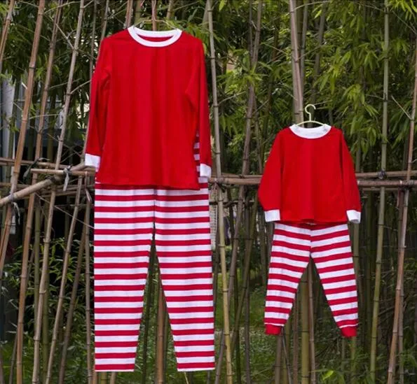 retial sale baby clothing teenage kid child boys girls christmas family pajamas red green pjs baby stripe pajamas