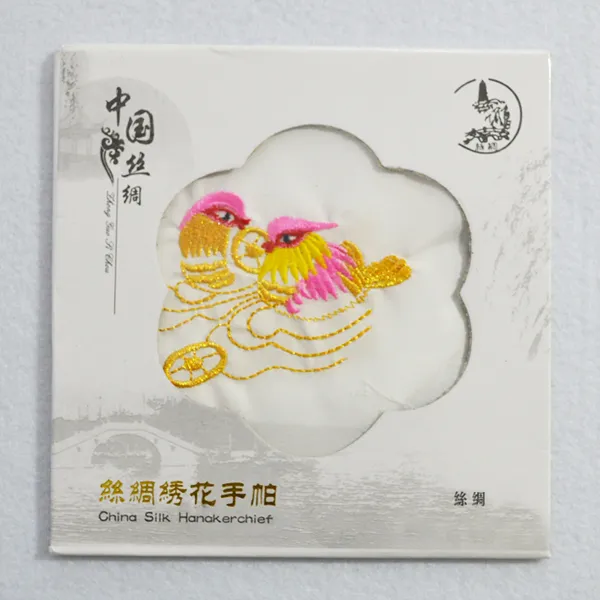 Tovagliolo di seta cinese ricamato bianco unico delle donne adulte piccolo regalo cinese degli articoli di artigianato etnico / liberano il trasporto
