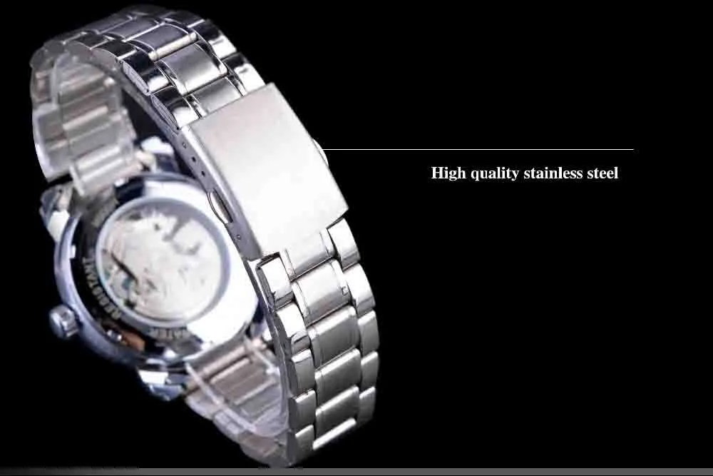Winner Blue Ocean Fashion Casual Designer Stainless Steel Men Skeleton Watch Mens Watches Top Brand Luxury Mechanical Hand Wind Wa332q