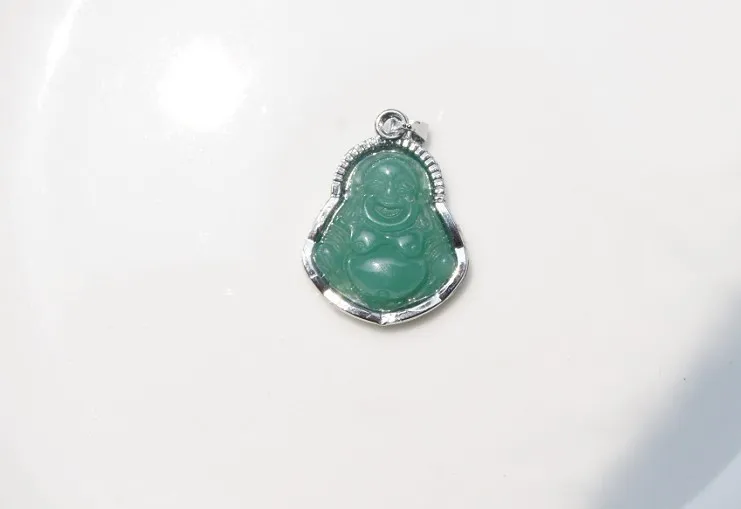 Frete grátis, inserir archaize liga, verde jade amuleto pingente de colar de maitreya