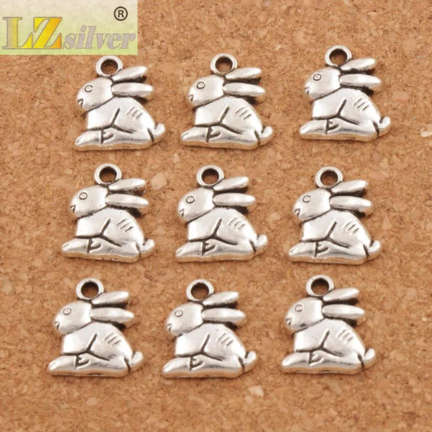 Bunny Rabbit Easter Charms Pendants Antique Silver 13 2x14 3mm Jewelry DIY L498 2017 Fashion Jewelry250W