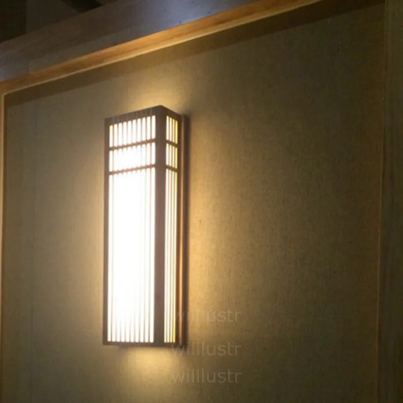 LED BAMBOE WALL SCONCE WOOD LAMP Japan Stijl LICHTING Woonkamer Restaurant Bar Café El slaapkamerzaal Izakaya Lobby Natuurlijke BAM246G