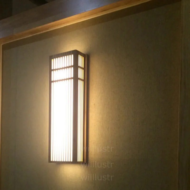 LED Bamboo Wall SCENCE Lâmpada de madeira Japão Lighting Room Restaurant Bar Cafe El Bedroom Hall Izakaya Lobby Natural BAM253M