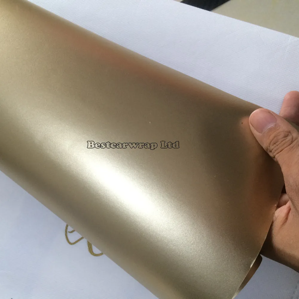 champagne gold matte chrome metallic Vinyl Car Wrap Film with With Air bubbles Free Vehicle wrapping foil 1.52x20m/Roll 5x67ft 