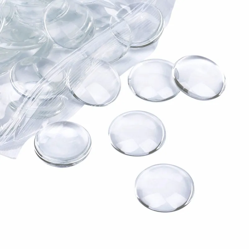 Composants de bijoux en verre, Cabochon rond transparent en forme de dôme, perles à dos plat, résultats de bricolage faits à la main 14mm 18mm 25mm257q