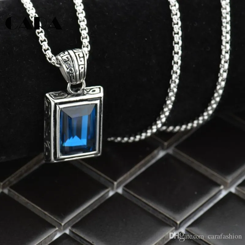 New Arrival Chic 316 stainless steel men necklace pendant Big square crystal hip hop punk necklace for men jewelry CAGF0219252S