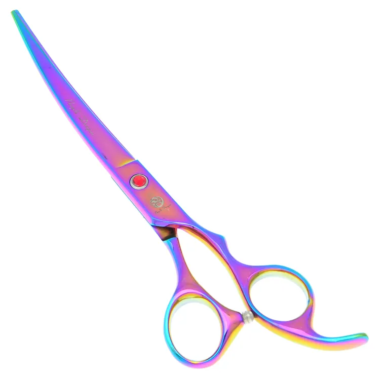 70Inch Purple Dragon Cutting Scissors Thinning Scissors Curved Shears Stainless Steel Pet Scissors for Dog Grooming Tesoura Pup3291341