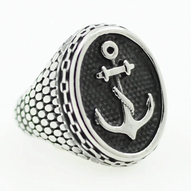 Joyería Punk de moda, anillos de ancla para nudillos de acero inoxidable 316l para hombre, anillo de calavera plateada de motorista de titanio Men306r