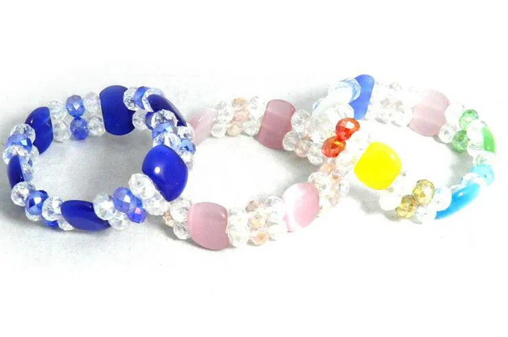 10 pçs / lote mistura cores opala facetada ctystal beads pulseiras frisadas fios para o presente de jóias de artesanato CR09