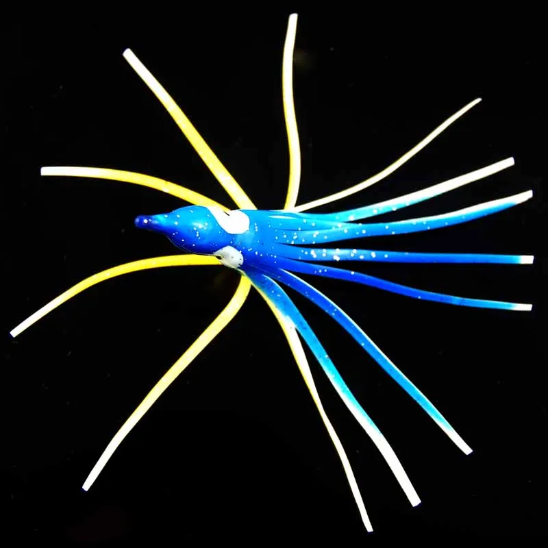 50 st 12 cm mjuk plast bläckfisk lockar för jiggar blandad färg lysande silikon bläckare kjol konstgjord jigging bet271d
