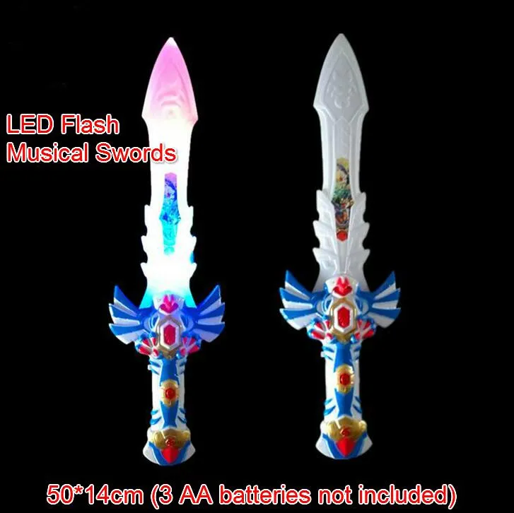 Free EMS Large LED Musical Flash Glow Sword Knife Costume Dress Up Props LED Light Flash Gravity Kids Toy Christmas Gift