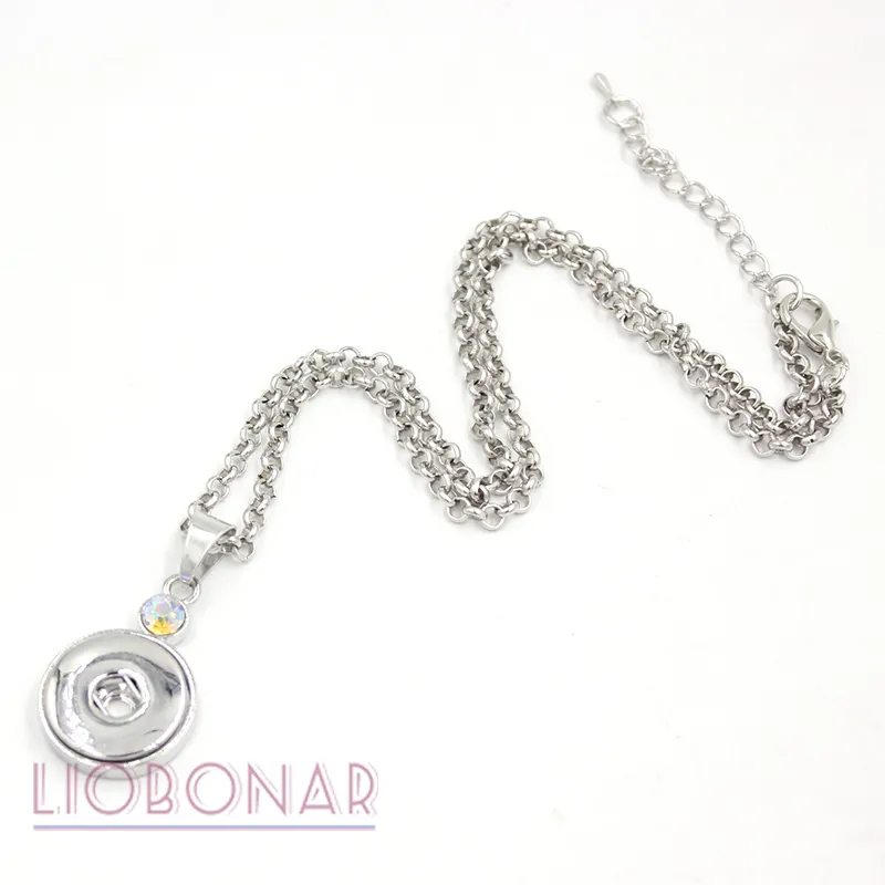Hela AB Crystal Snap Necklace utbytbara snaphängen Halsband Fit 18mm Snap Button Jewelry Diy Bijoux Collier264q