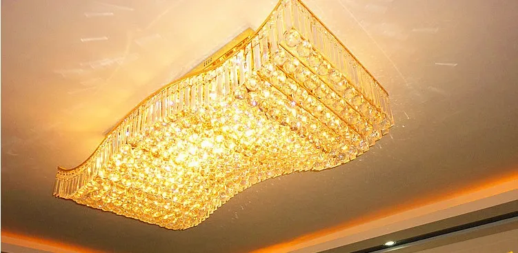 Lustre en cristal rectangulaire, luminaire de plafond simple, conception de source de lumière LED pour chambre LLFA276l