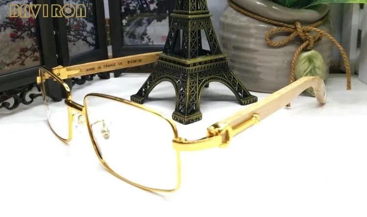 Wood Solglasögon 2020 Rimless Buffalo Horn Glasses Fashion Mens Solglasögon för män Kvinnor Guld Wood Glasses Eyewear Frames Lunettes 299s