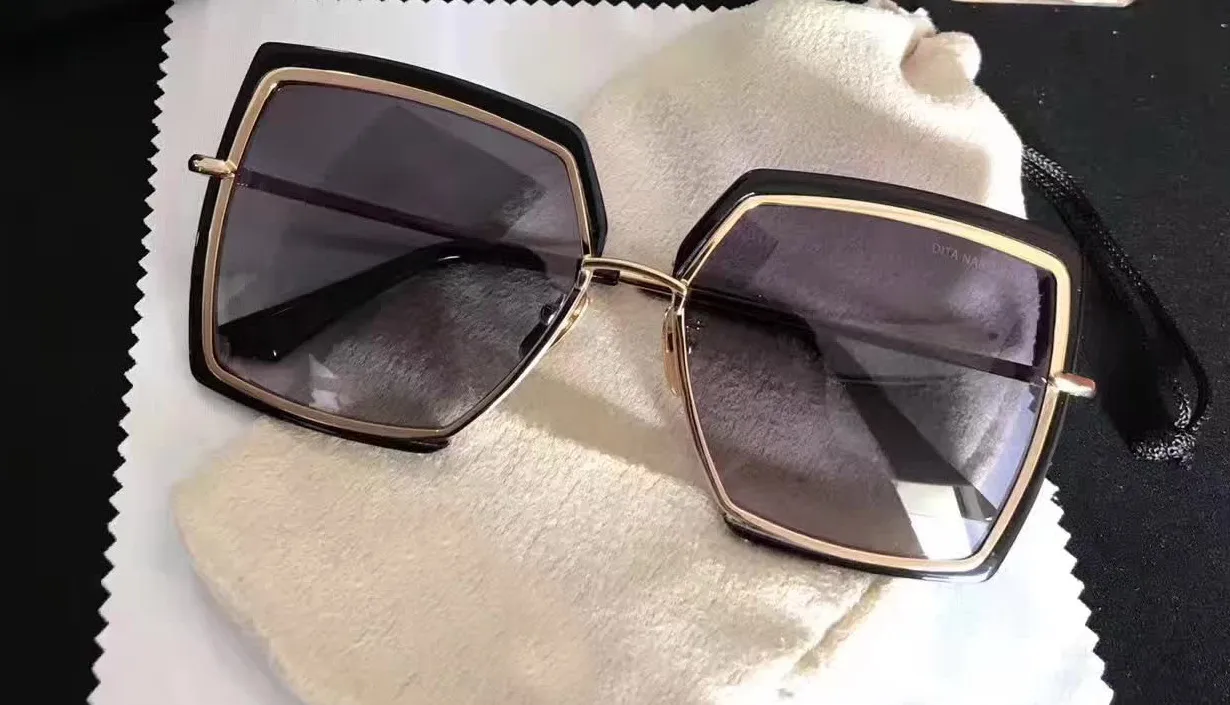 Sqaure Narcissus solglasögon Gold Black Brown Gradient Len Sonnenbrille Occhiali da Sole Metal Solglasögon Kvinnor Ny med case285b