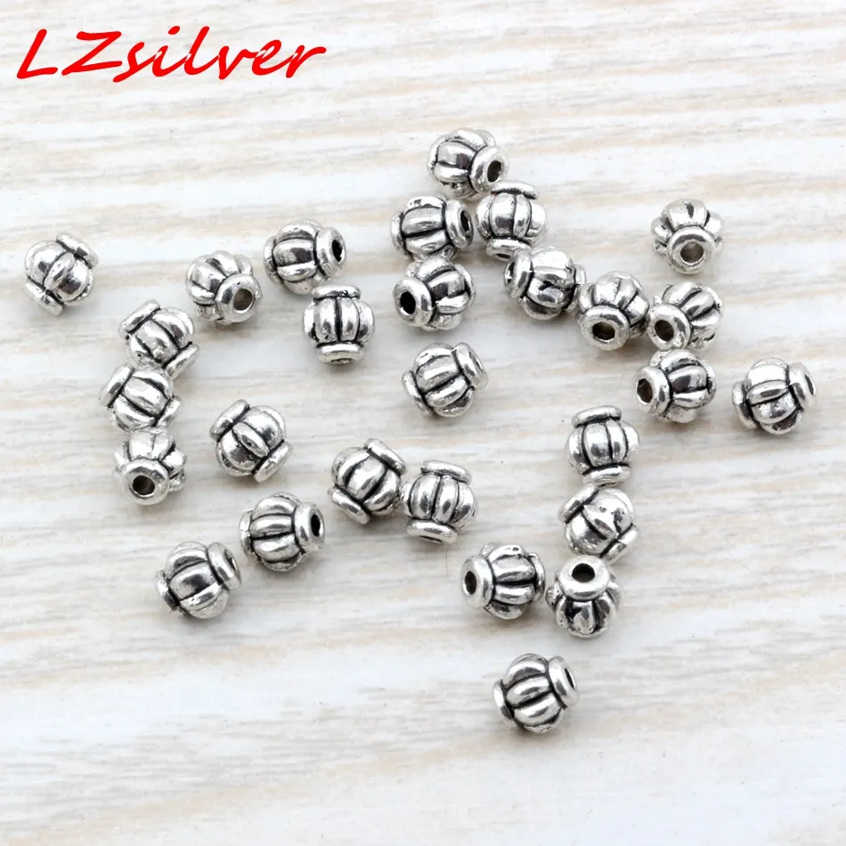 Antique Srebria Stop Lantoy Lantern Bead 4 mm do biżuterii Making Branslet Naszyjnik DIY D2343I