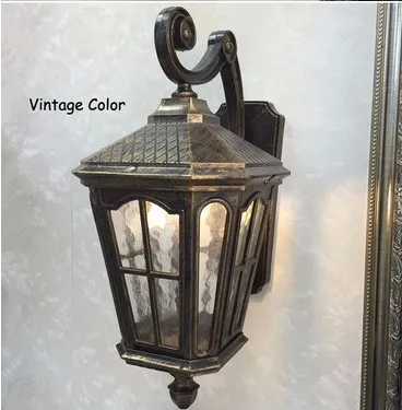 Lámpara de pared exterior impermeable de hierro rústico antiguo, farol de queroseno Vintage, luz de pared de pasillo negro mate oxidado, 2082