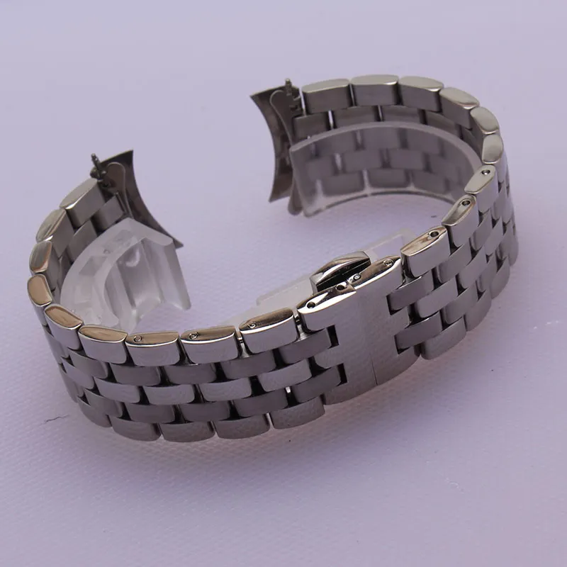16mm 18mm 20mm 22mm 24mm högkvalitativ silver depolyMent Watchband Black Metal Watch Bands Armband Common Curved End Flat Ends Fo3361