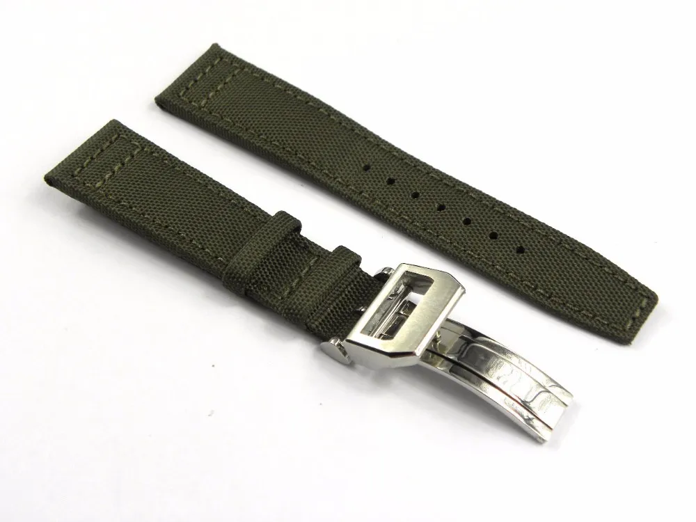 20 21 22mmgreen Zwart Nylon Fabric Leather Band Pols Horloge Bandriem 316L Roestvrij stalen gespoten Clasp248G