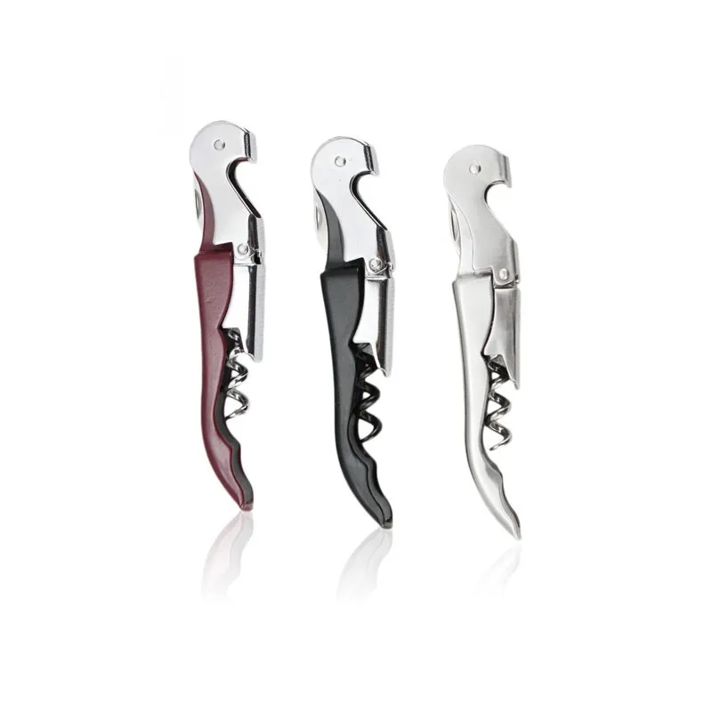 Professional Folded Wine Bottle Cap Opener Corkscrew Stainless Steel Metal With Plastic Handle High Quality