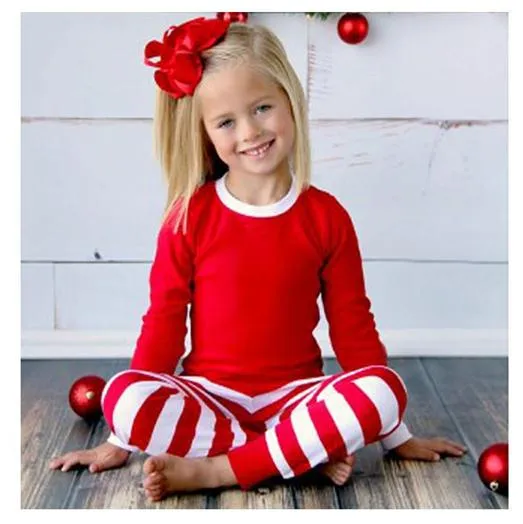 retial sale baby clothing teenage kid child boys girls christmas family pajamas red green pjs baby stripe pajamas