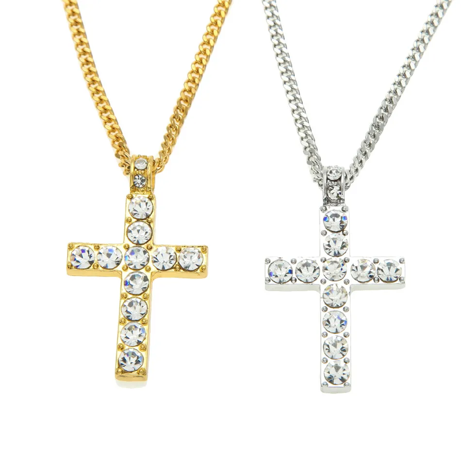 Egyptian Ankh With Cross Pendant Necklace Set Rhinestone Crystal Key To Life Egypt Cross Necklaces Hip Hop Jewelry Set2387