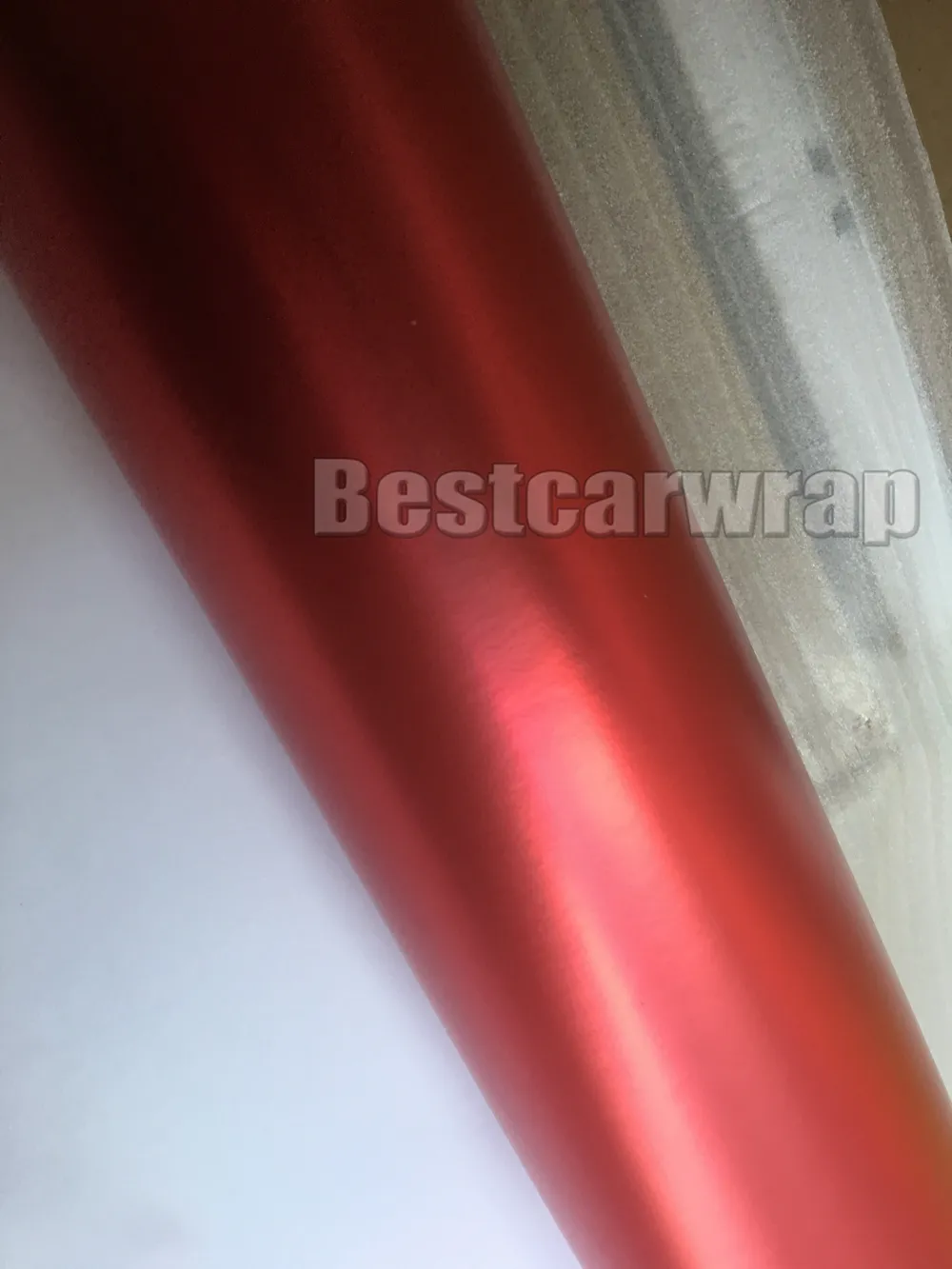 2017 Satin Chrome Red Vinyl Car Wrap Film with air bubble Free For Luxury Vehicle / truck Graphics Covering foil size 1.52x20m/Roll