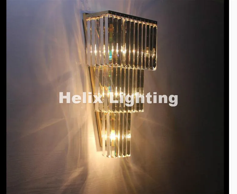 Newly Chrome/Golden Wall Lamp W30cm Wall Sconce Bedside Living Room Wall Light K9 Clear Crystal Guaranteed 100%+!