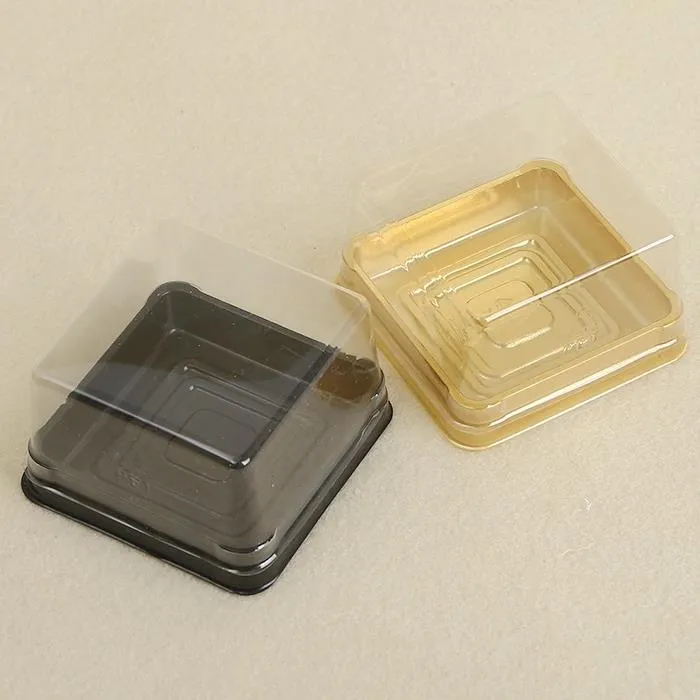Boîtes à gâteaux en plastique transparent, Mini taille 6 8 6 8 4 cm, conteneur à muffins, emballage cadeau alimentaire, fournitures de mariage 278n, 100 pièces, 50 ensembles