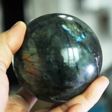 Boule de sphère de cristal de Labradorite naturelle, pierre précieuse orbe bleue250U