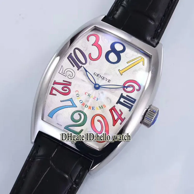 CRAZY HOURS 8880 CH COLOR DREAMS Automatische herenhorloge met witte wijzerplaat Bounce zilveren kast Witte lederen band Sport nieuwe Gent Watches254F