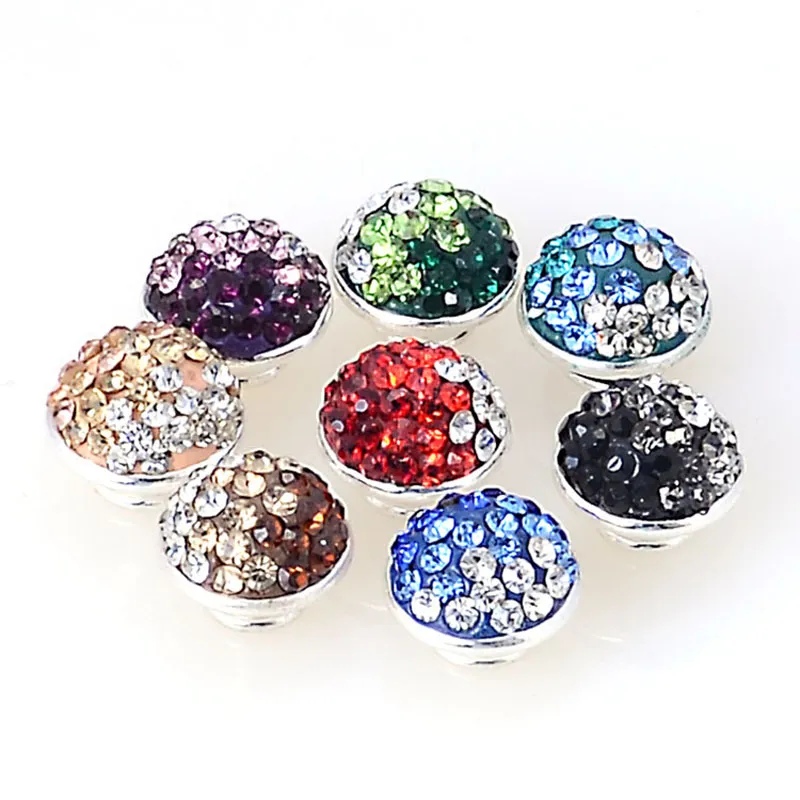 Fimo Pave Crystal Snap Jewelpops Past bij Kameleon Sieraden Charm Armbanden Ketting ring 925 zilver plating geassorteerde kleur jew264Y
