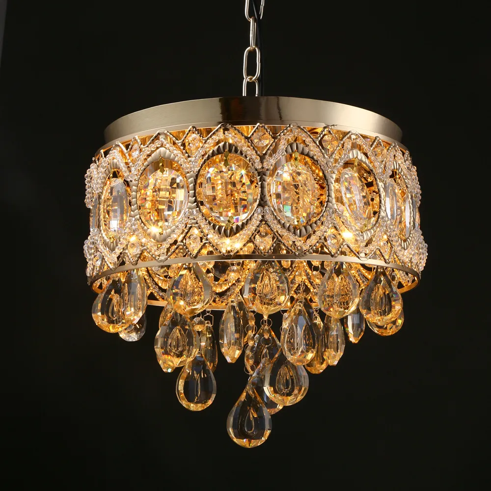 Vintage K9 Crystal Chandelier Traditional Gold Chandelier Lighting bohemian crystal chandelier Hanging lamps for Hotel Living room