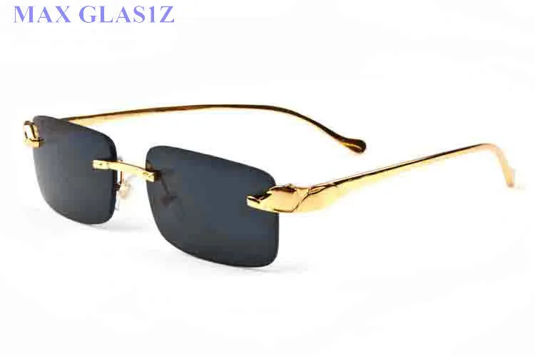 Mens Womens Rectangle Sunglasses Gold Silver Frames Glasses New Fashion Sport Puffalo Horn Grain