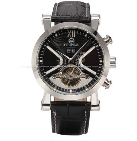 Classic Automatic Watch Men Calendar Male Clock Black Leather S trap Outdoor Fun Sport Analog M en S3 Dial Display Genuine Leather214Q