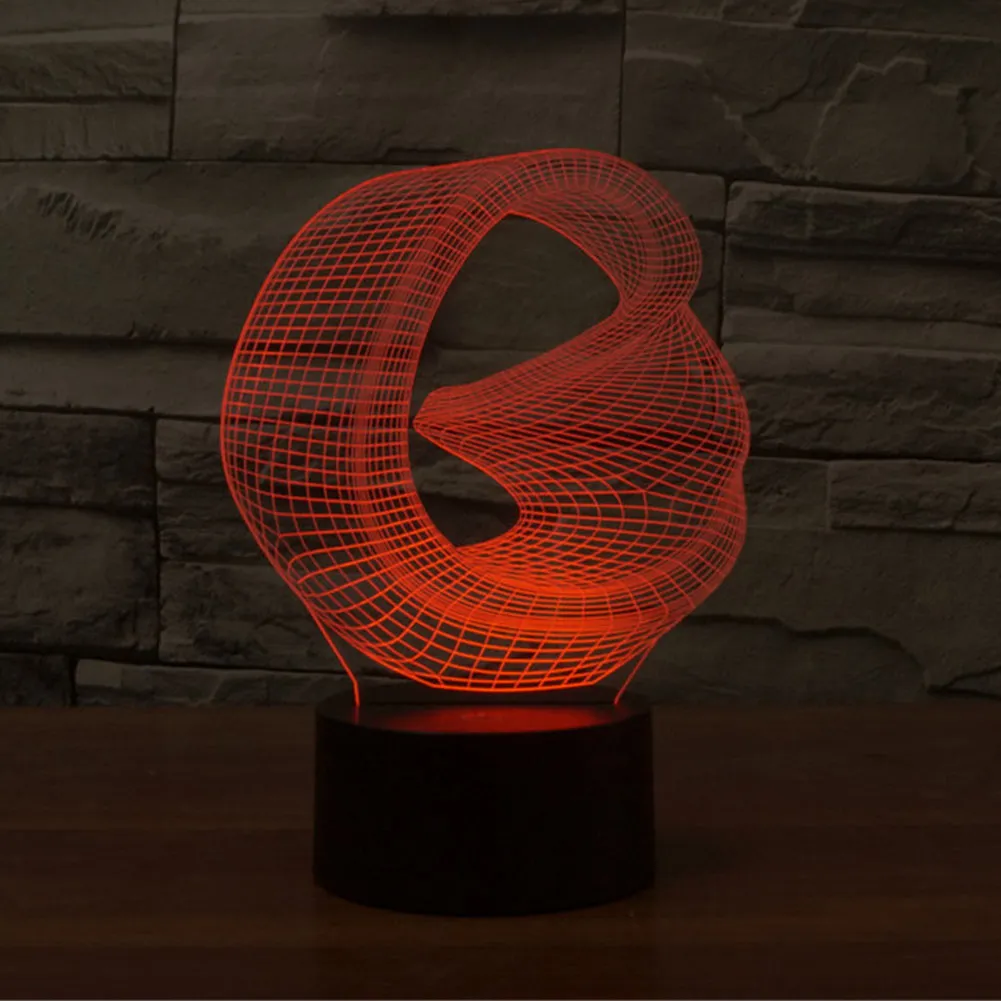 Vervormde ruimte 3D abstracte visie Verbazingwekkende optische illusie 3D-effect 7 kleur veranderende Touch Botton LED-licht Tafellamp Nacht Lig290b