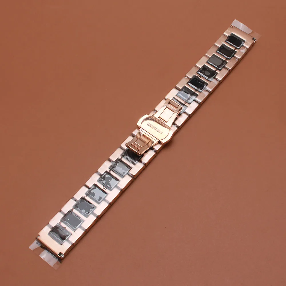 Kolorowy pasek zegarkowy mieszany czarno -złoty różydowy pasek Bransoletka moda wypolerowana ceramiczna akcesoria na sprzęt S218k