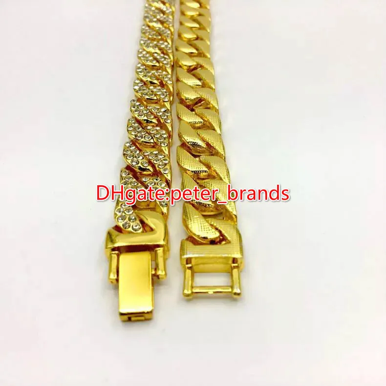 Mode Herren Gold Kuba Kette Hip Hop Rapper Halskette s klassisches Modell Kleber Diamanten Schmuck226Q