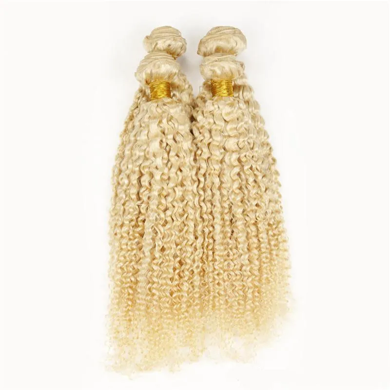 Promotion New 613# Blonde Human Hair Bundles Deep Curly Extensions Weaves Brazlian Hair Curly Wefts 