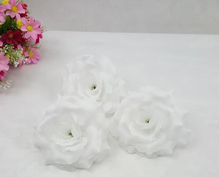 Crème ivoire 100p soie artificielle camélia Rose pivoine tête de fleur 7-8cm décoration de fête à la maison fleur head259K
