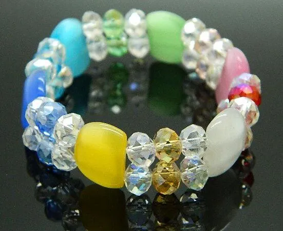 10 adet / grup Mix Renkler Opal Faceted Ctystal Boncuk Bilezikler Boncuklu Strands Craft Takı Hediye CR09