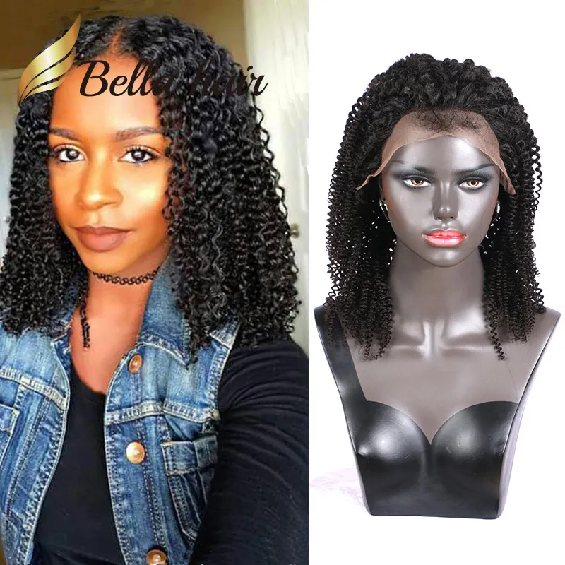 100% Indien Human Hair Dentelle Perruque Afro Kinky Curl Full Front Perruques Bellahair
