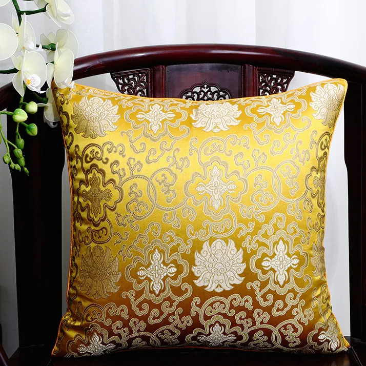 Custom Lucky Flower Vintage Pillow Cushion Cover Christmas Decorative Chinese Silk Cushions Car Sofa Chair Square Cushion Back support Pillows